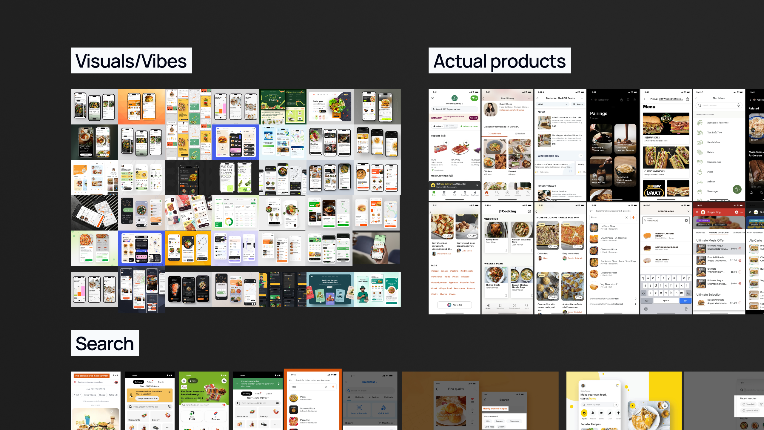 Collection of visual references for the design