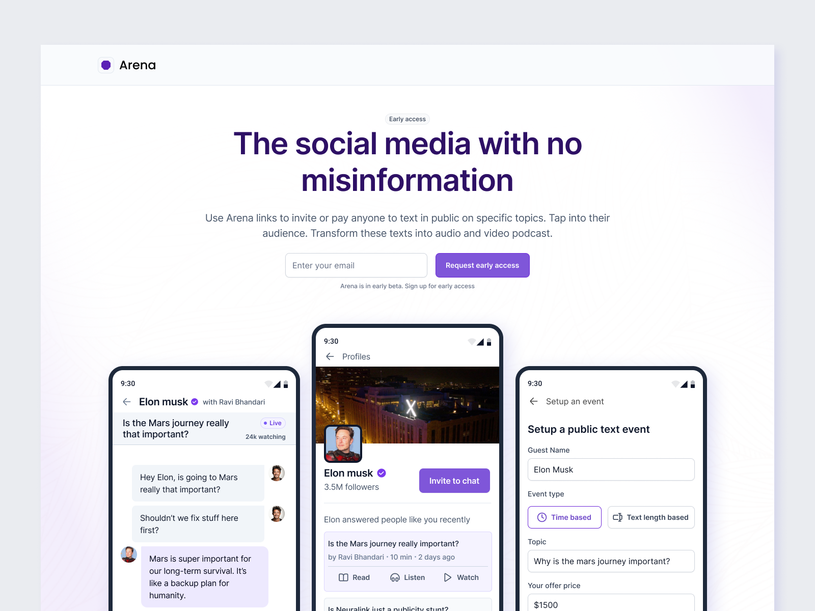 Landing page design | Arena