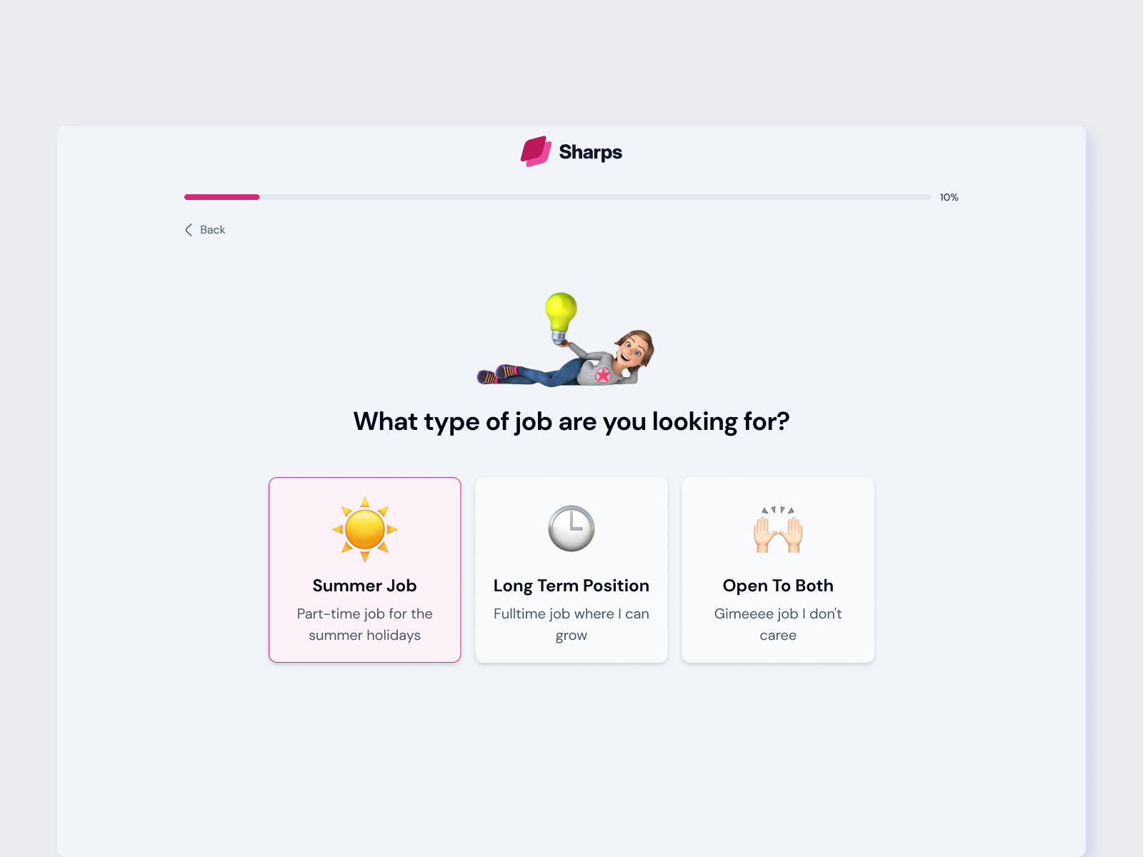 Job Preferences Selection - Playful Onboarding Screen UI