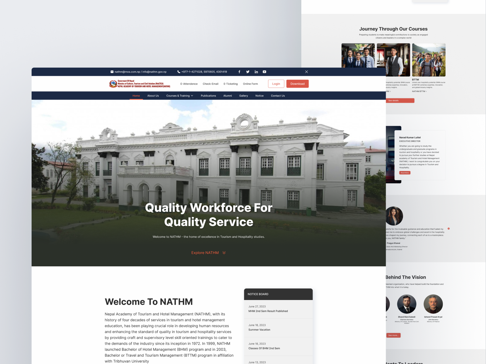 College website UI design | NATHM