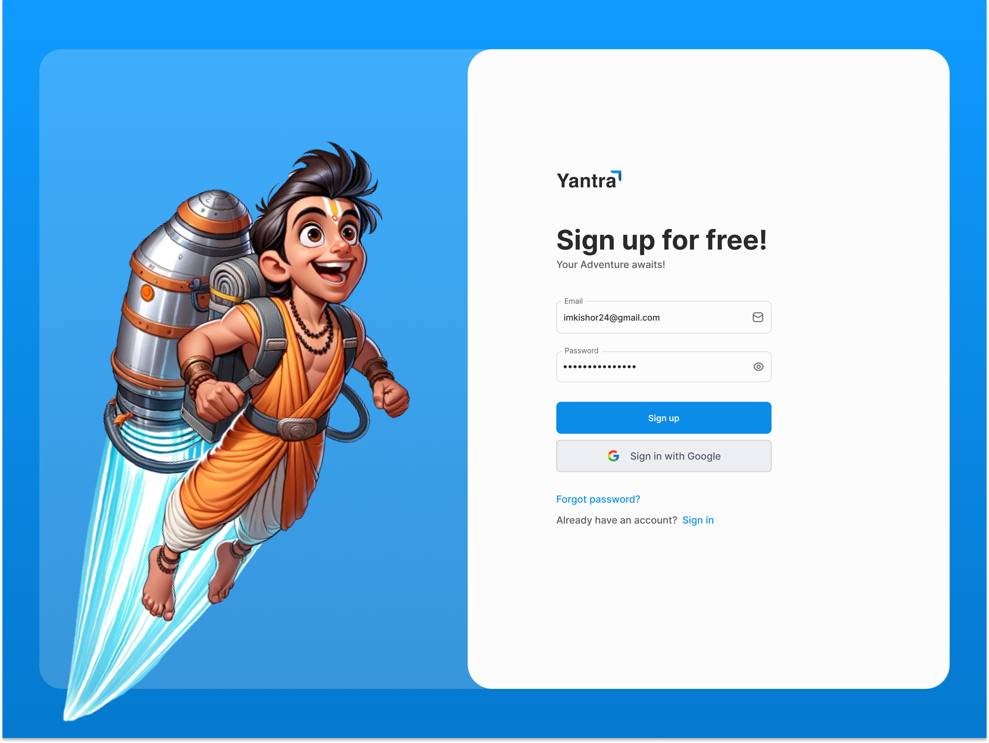 Sign up page exploration