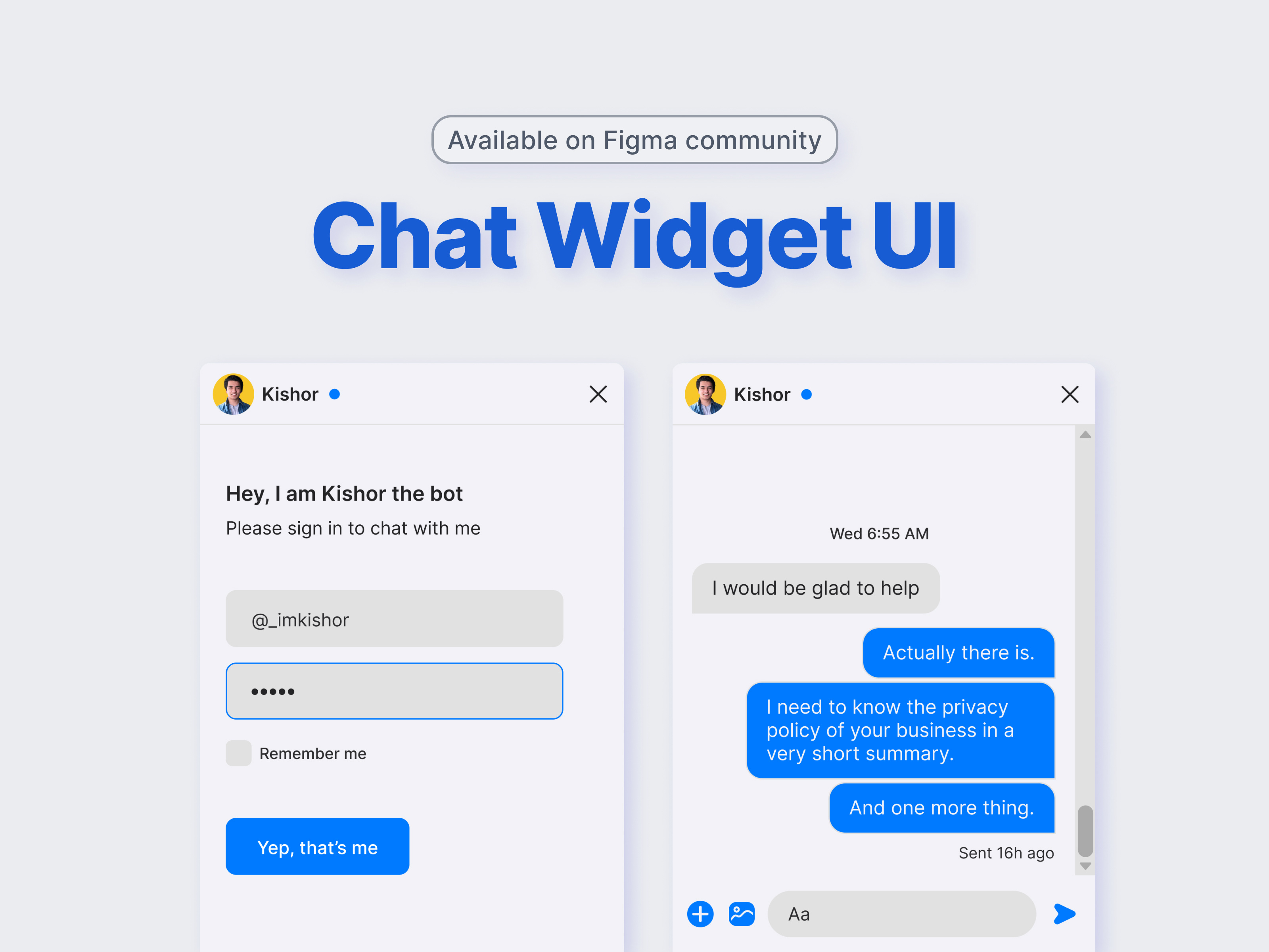 Simple Chat widget UI | Freebie