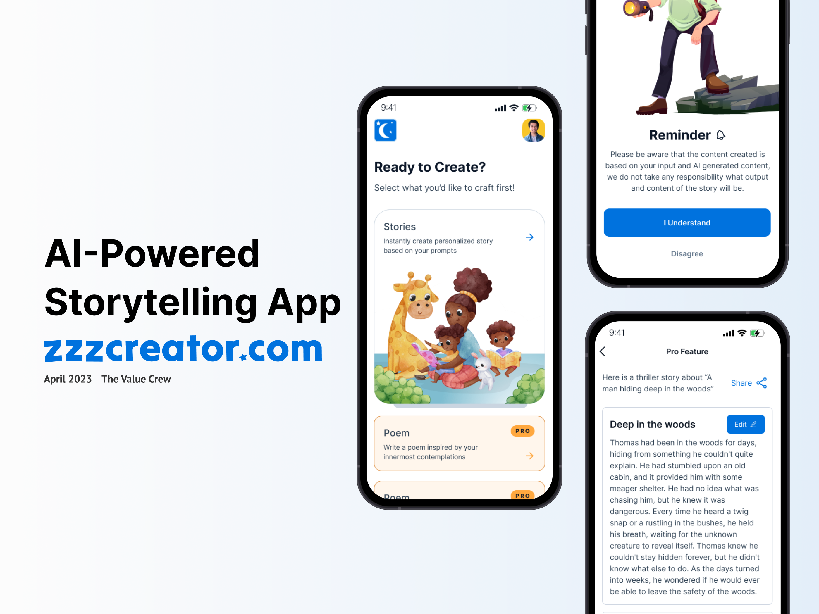 UI/UX Design for zzzCreator: AI-Powered Storytelling